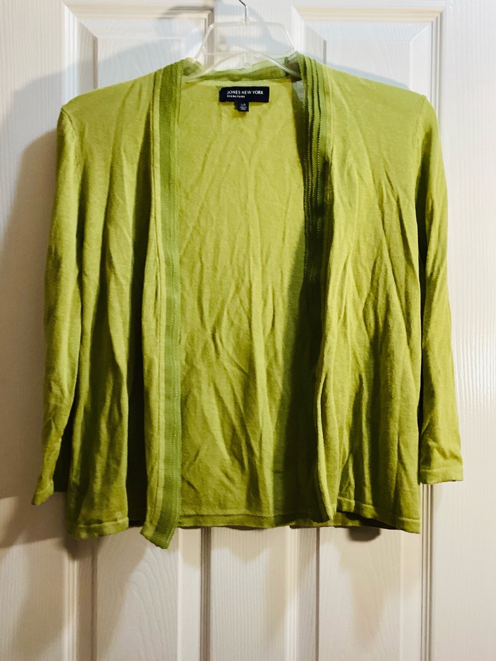 Jones New York Lime Open-Front Lightweight Cardigan